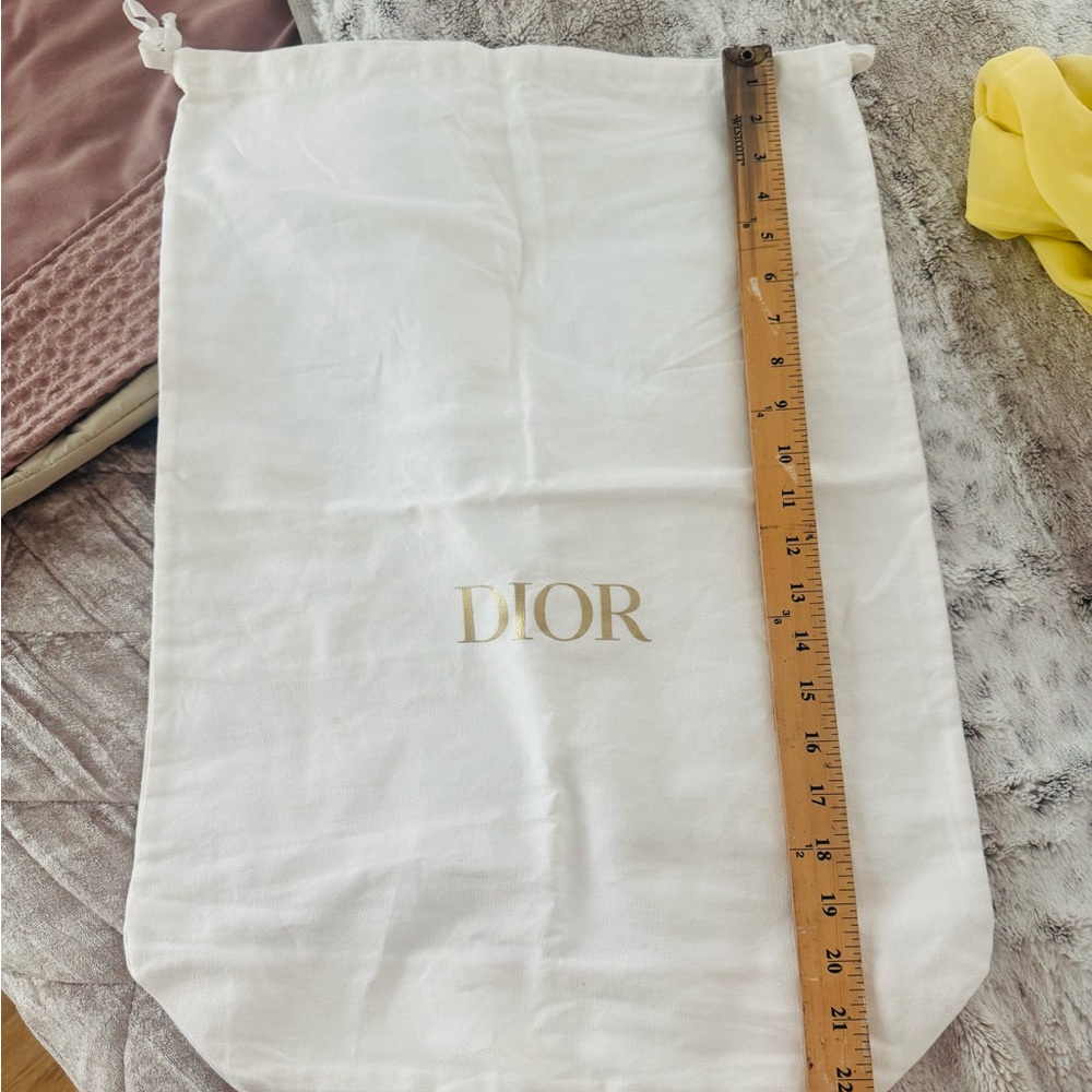 Dior White Bag with Gold Logo dust bag